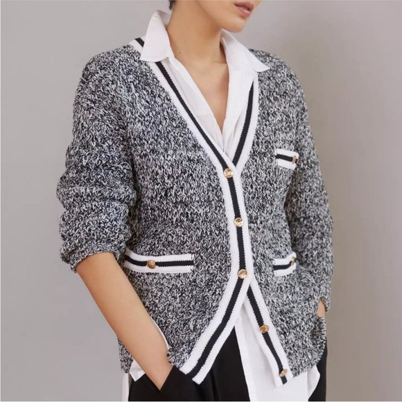 Anthropologie Maeve Tweed Boyfriend V Neck Cardigan Size M - Picture 2 of 10